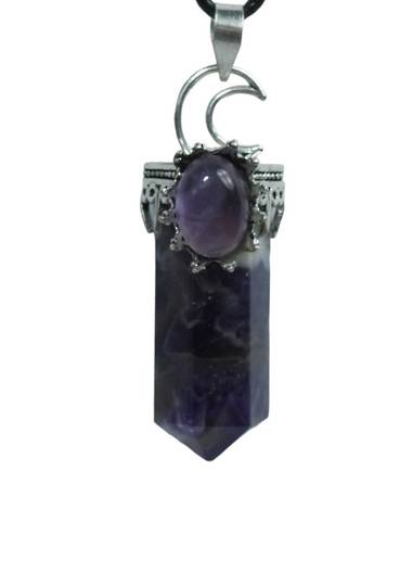 Moon And Amethyst Crystal Point Pendant